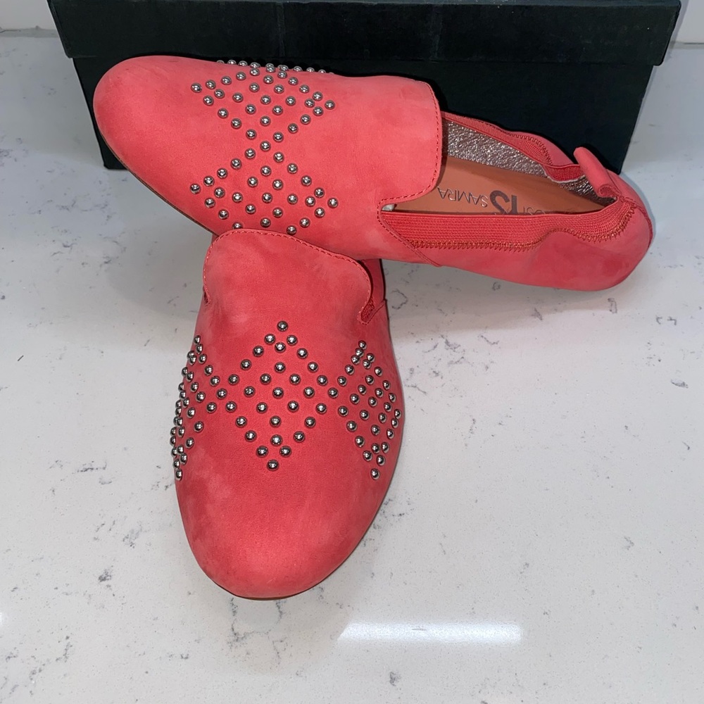 Yosi Samra Ariel Studded Pink Flats - Picture 3 of 4